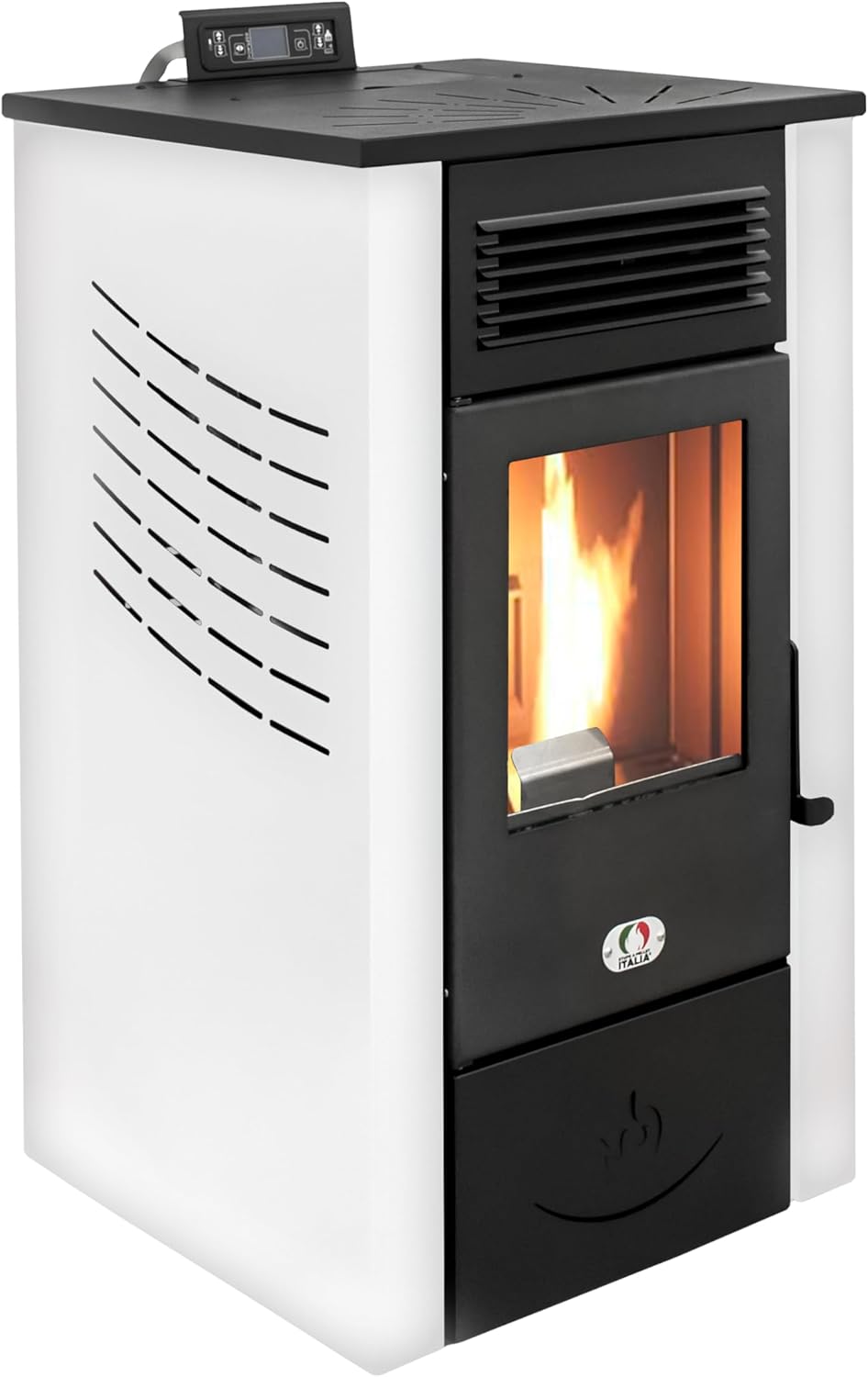 STUFE A PELLET ITALIA Canada 12 KW Canalizzata 5 Stelle WiFi - Stufa ad Aria Ventilata Efficienza 91% Scalda 120m² Autonomia 15H 5 Velocità e Potenze Garanzia 24 Mesi Bianco