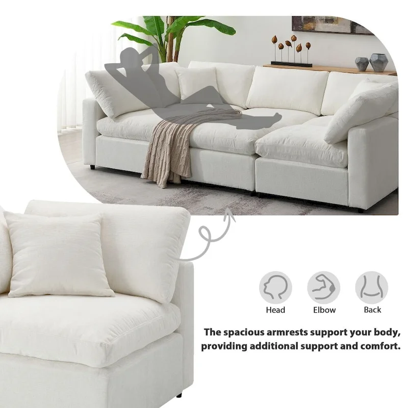 U Shaped Convertible Sectional Sofa with Ottoman