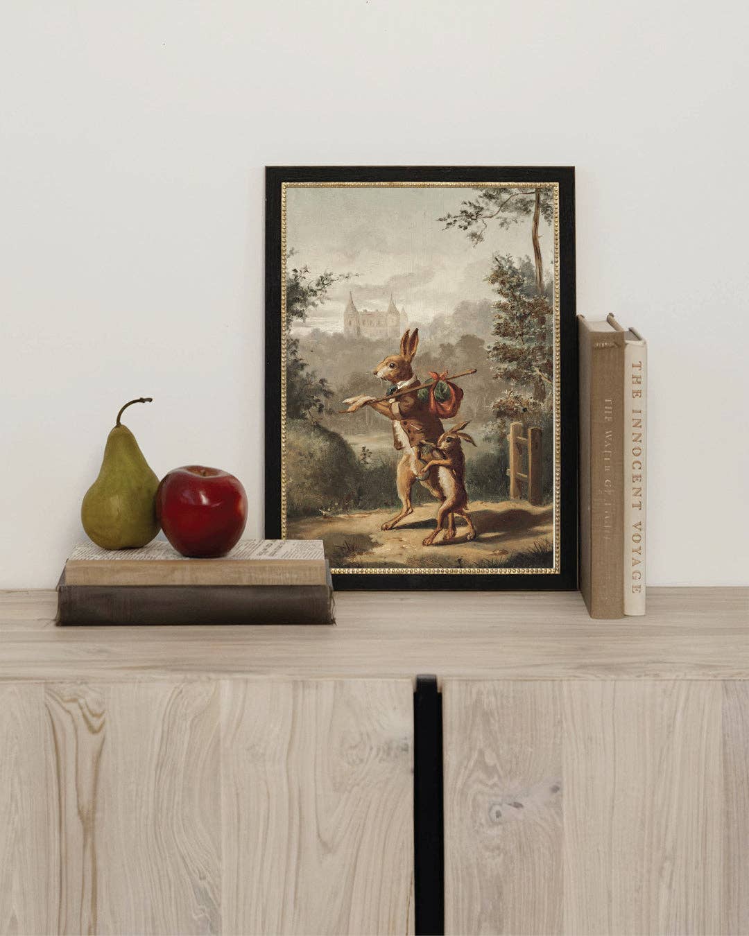 Traveling Rabbit Framed Antique Inspired Art