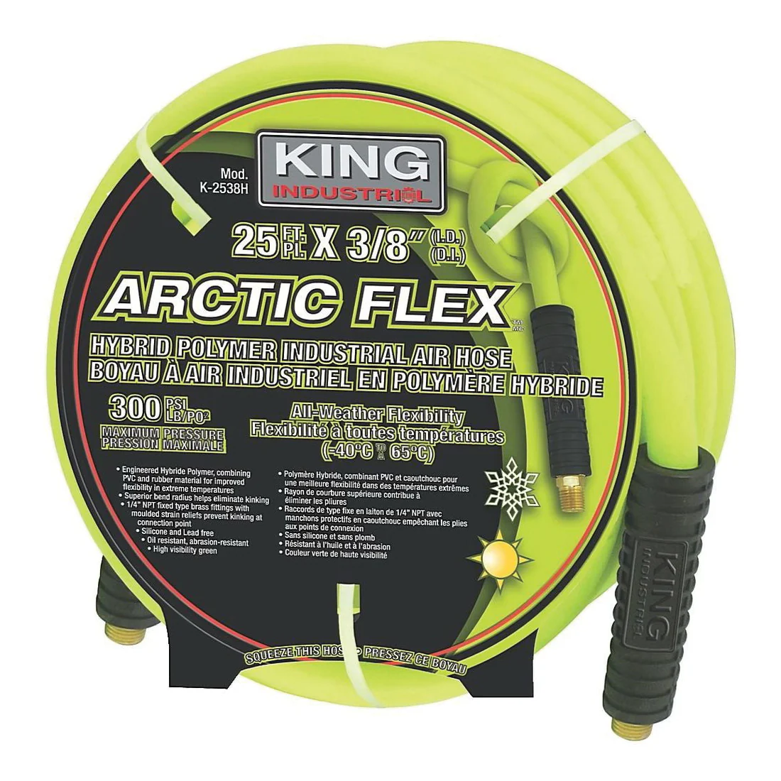 King Canada Arctic Flex K-2538H  ~  Hybride Polymer Industrial Air Hose (3/8 Inch x 25 ft)