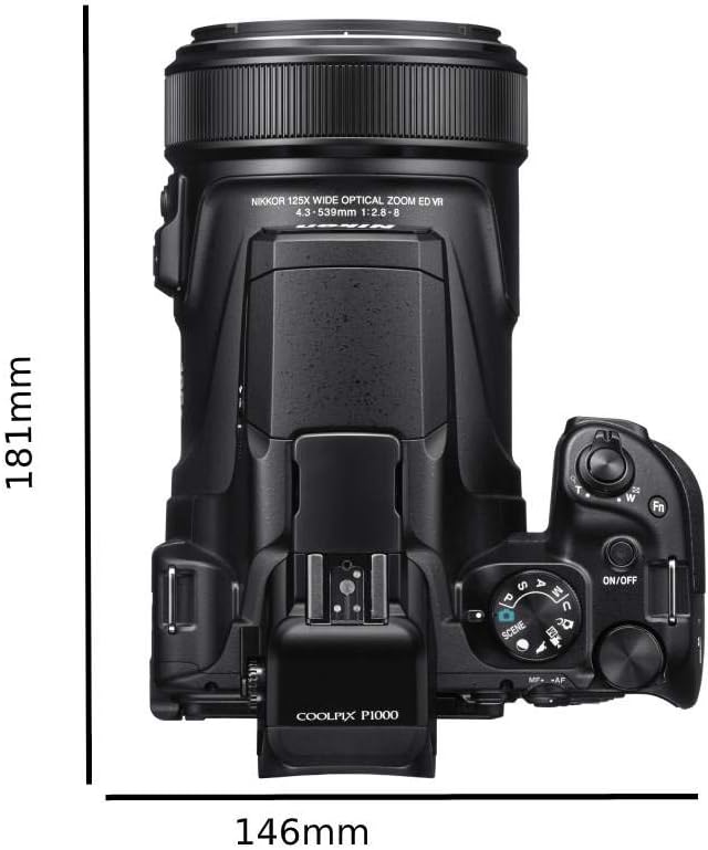 Nikon Coolpix P1000 Fotocamera Bridge, Zoom Ottico 125x, Video 4K/UHD, Bluetooth, Wi-Fi, Nero