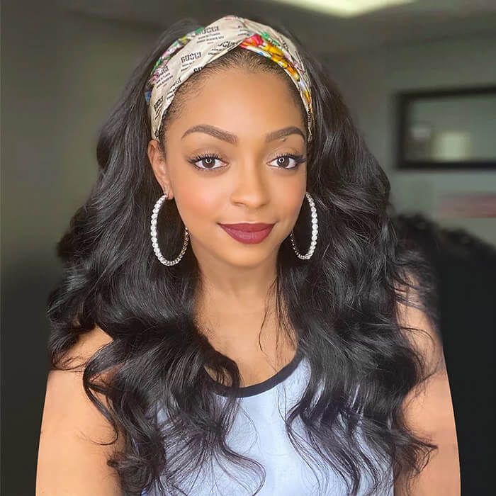 Body Wave Headband Wigs Human Hair Half Wigs Versatile & Natural Headband Wig