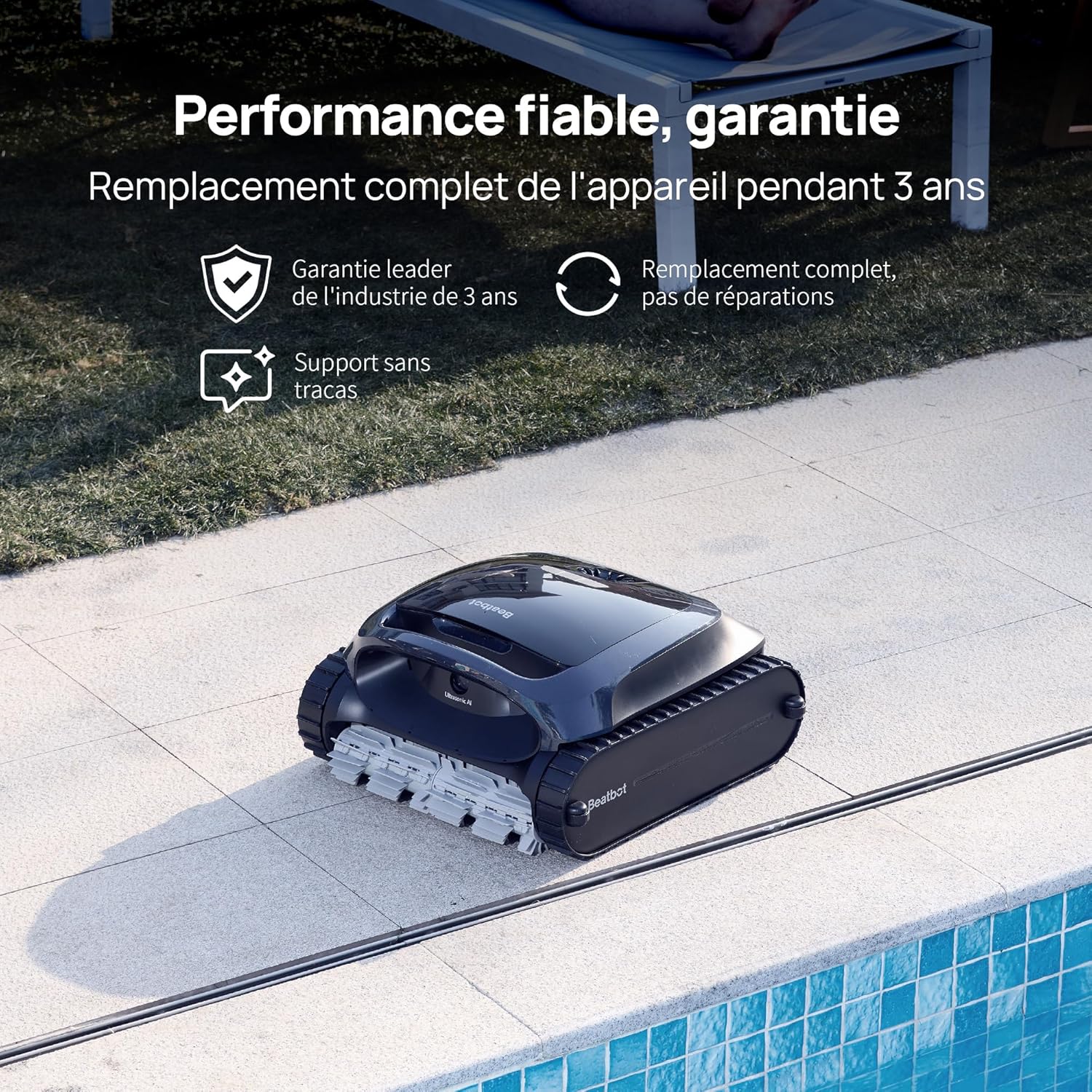 Beatbot AquaSense 2 Robot Piscine sans Fil, Aspirateur Piscine avec Remontée Automatique, nettoie Le Fond, Parois et flottaison, Nettoie la Ligne d'eau en 2 passages, pour piscines jusqu'à 3 230 pi²