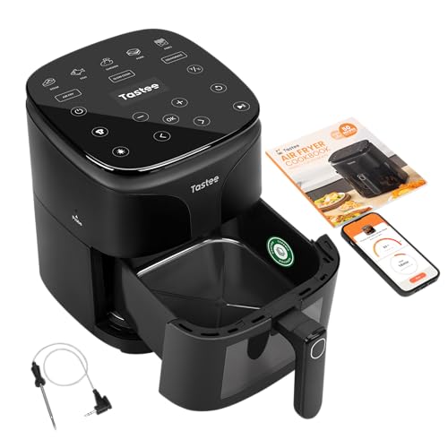 Tastee Ceramic Air Fryer, 8 in 1 Compact 5.5QT AirFryers, 450°F Digital Airfryer Dehydrator with Smart Probe, 24 Presets One touch Cooking, In app Recipes with Window, Dishwasher safe & Non stick : Home & Kitchen