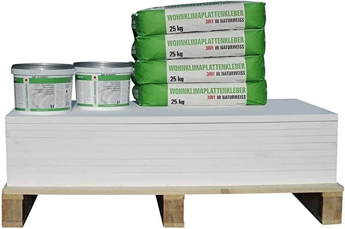 Klimaplatte 30mm Calciumsilikat Dämmplatte, anti Schimmel, für innen, Keller, Feuchtraum, Energiesparend & Dämmend, Set für 12,2 m²