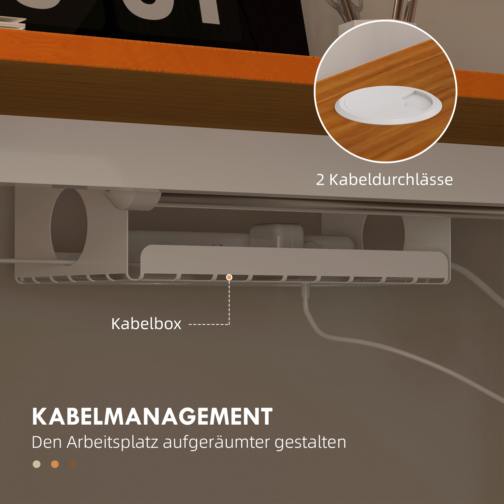 Vinsetto Zit-sta Bureau, in hoogte verstelbaar, 120x60x72-116cm, Natuur/Wit