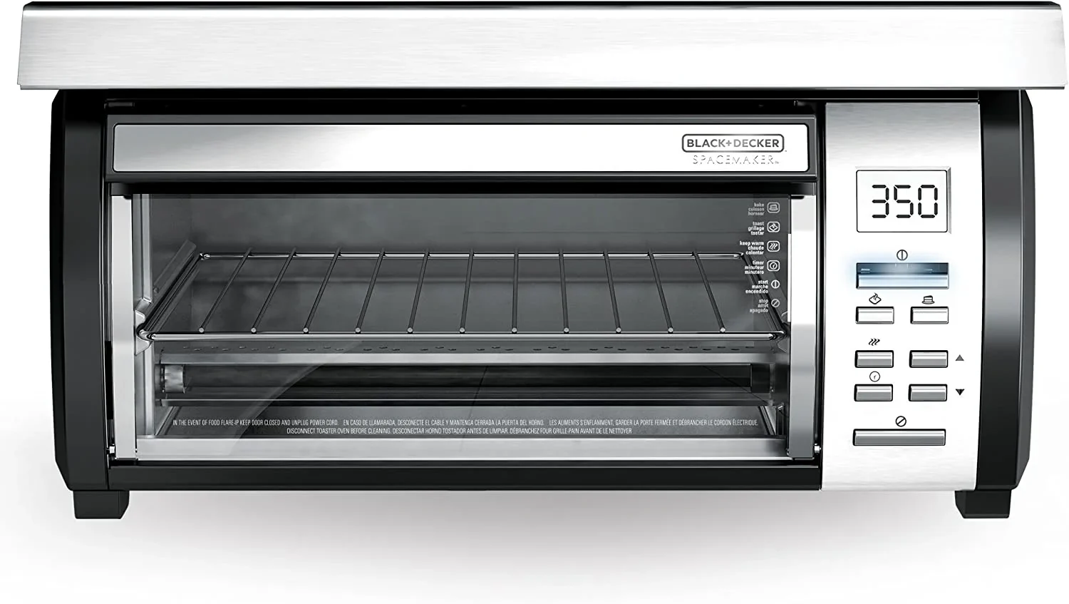 BLACK DECKER SpaceMaker Under Counter Toaster Oven, Digital Controls, Black/Stainless Steel, Fits 9′′ Pizza or 4 Slices