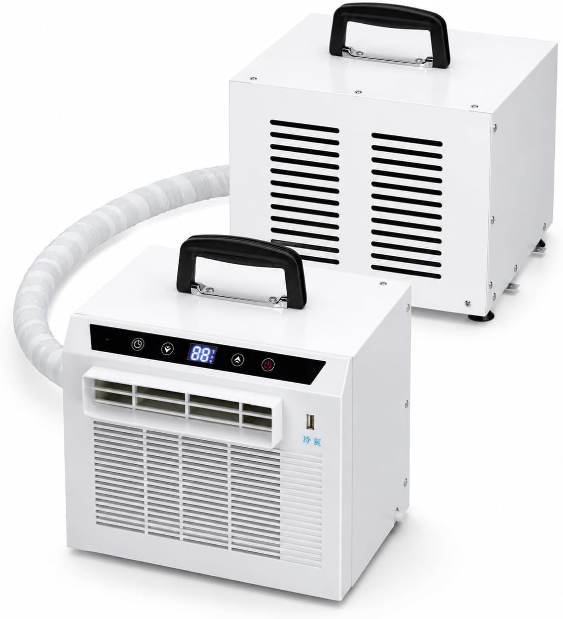 Split-Klimaanlage 3000 BTU Tragbarer Raumkühler mit Touch-Panel-Fernbedienung, 24-Stunden-Timer, oberer Griff, Design für Zuhause, Büro, Camping, keine Montage