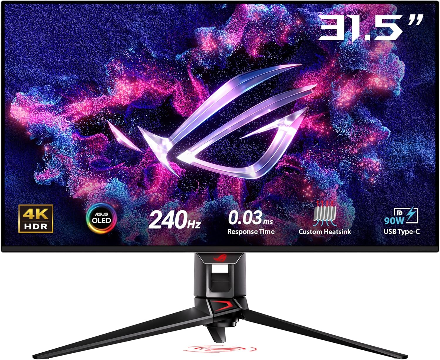 ASUS Moniteur Gaming ROG Swift OLED PG32UCDM ― 32 Pouces, Dalle QD-OLED 4K (3840 x 2160), 240 Hz, 0,03 ms (GTG), Compatible G-Sync®, dissipateur Thermique personnalisé, 99% DCI-P3, 90 W Type-C®