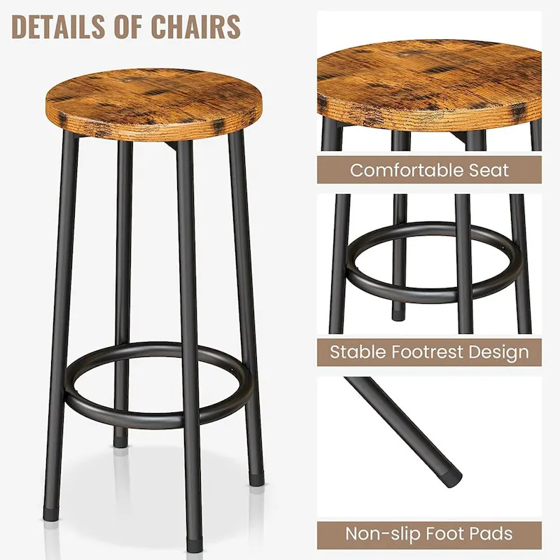 Kitchen Island with 2 Stools and Open Shelves