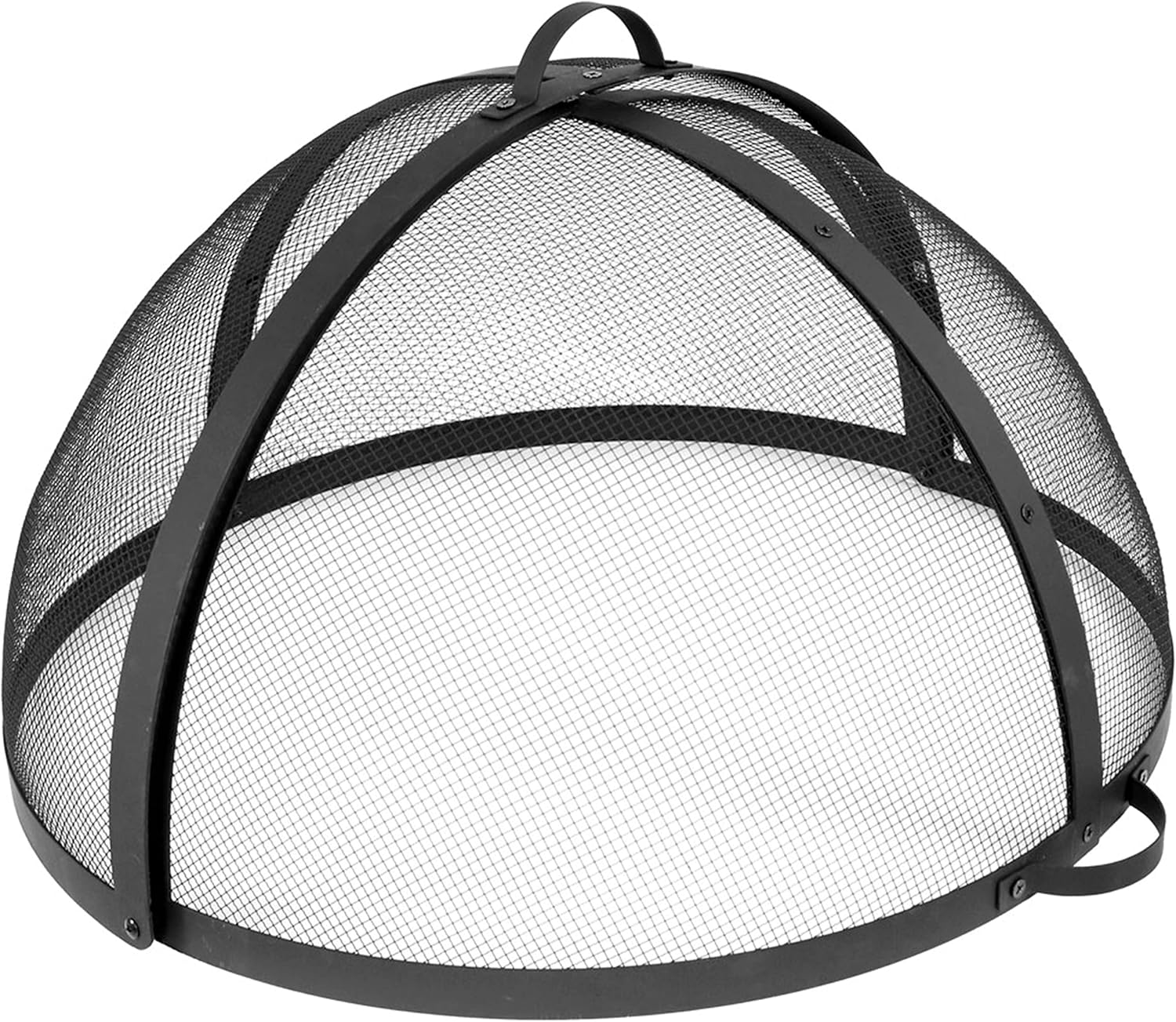 Sunnydaze Round Fire Pit Spark Screen Cover - Easy-Opening Outdoor Fire Pit Screen - Heavy‑Duty Steel Metal Mesh - 36
