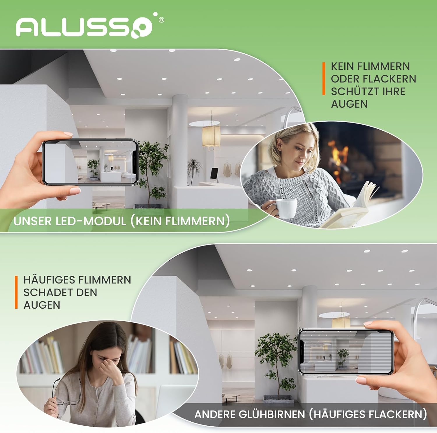ALUSSO LED Modul Ultra Flach ø50x25mm für Einbaustrahler, 6W 540lm 230V, 3CCT Warmweiß Naturalweiß Kaltweiß Dimmbar, Ersetzt GU10 MR16 Leuchtmittel, IP44 Wasserdicht, 48er