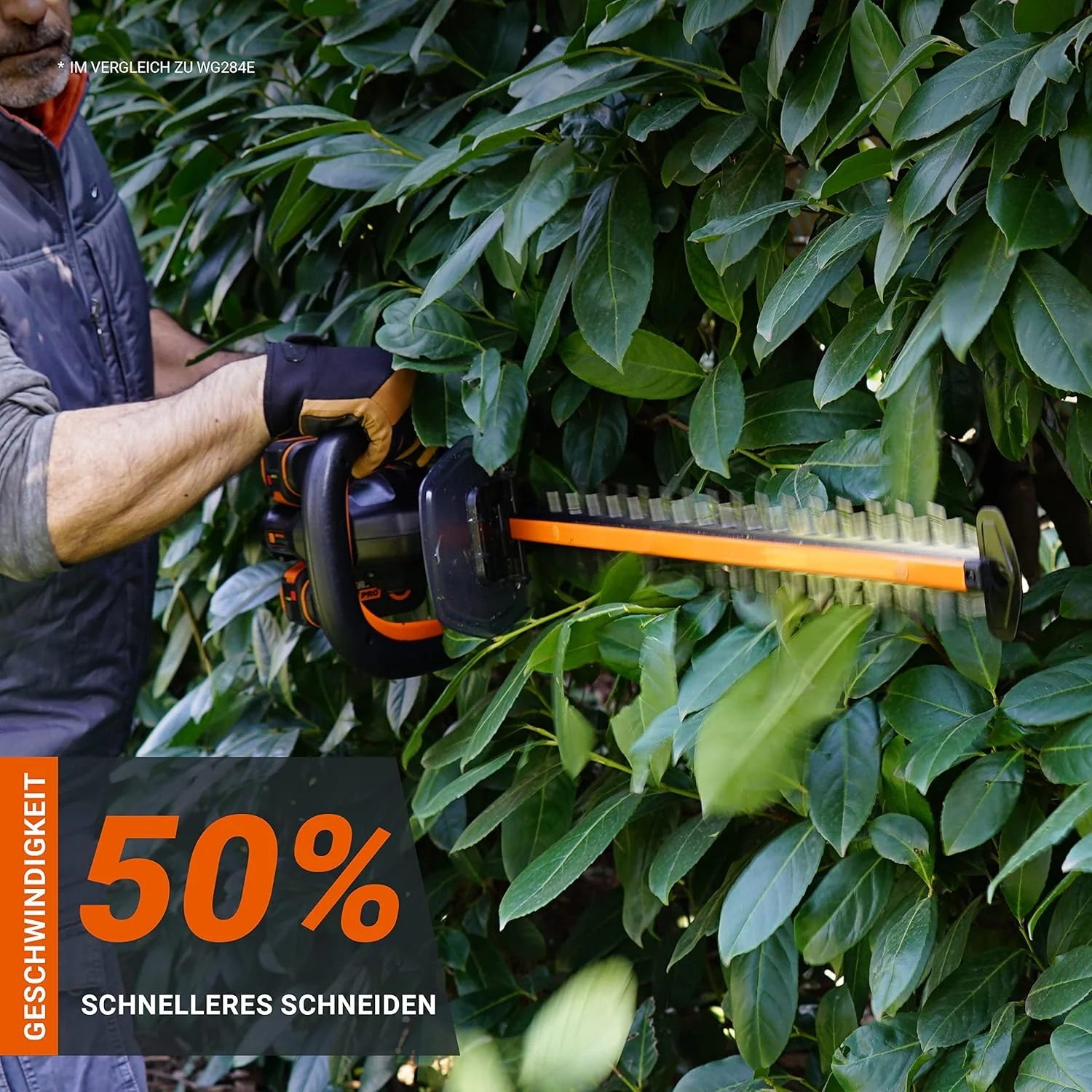 WORX WG286E.9 Nitro Tagliasiepi a batteria professionale 40V – taglio preciso anche ad angoli difficili – potente motore brushless – lunghezza di taglio 58cm – distanza tra i denti 27mm – senza batteria e caricabatterie