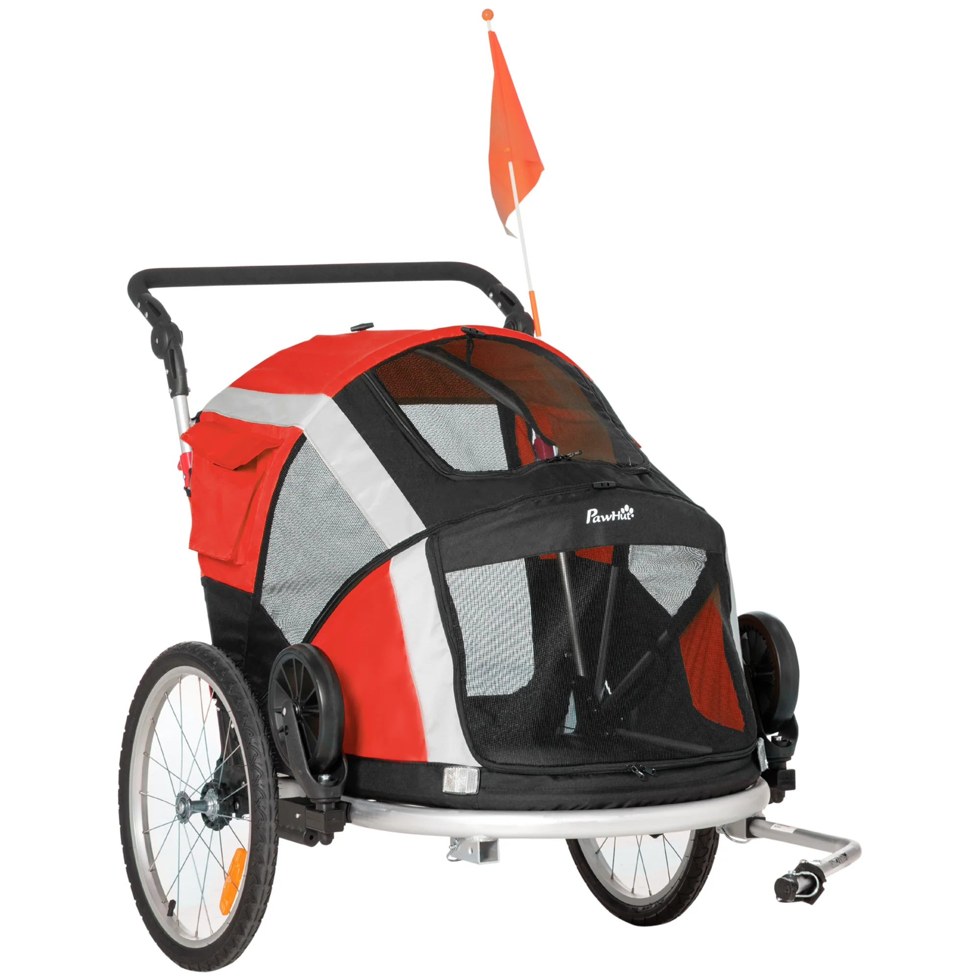 Easycomfort Rimorchio Bici per Cani sotto i 30kg con Porta Anteriore e Posteriore, Finestre a Rete e Tetto Apribile, 150x82x98-108cm