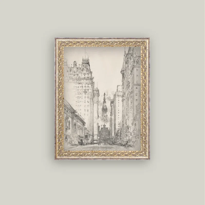 New York Sketch Framed Antique Inspired Art