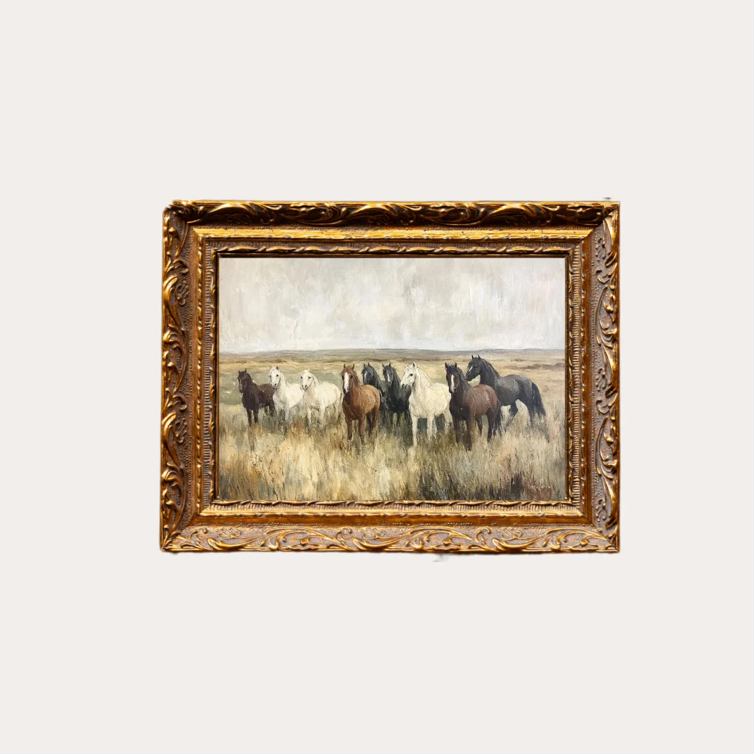 Wild Horses | French Brass Inspired Gold Mould Framed Art