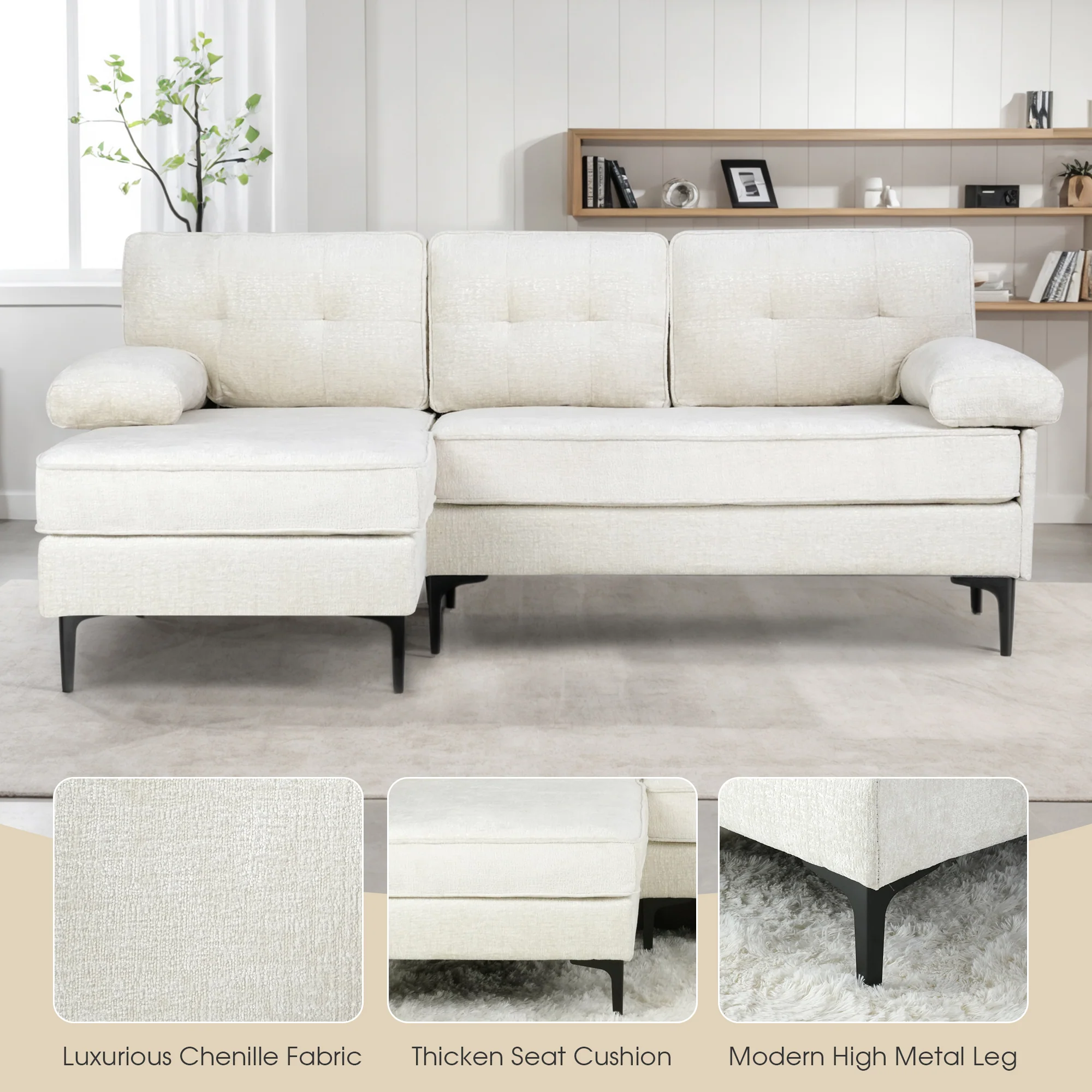 Sofa 3 Seaters Sofa Velvet L Shape