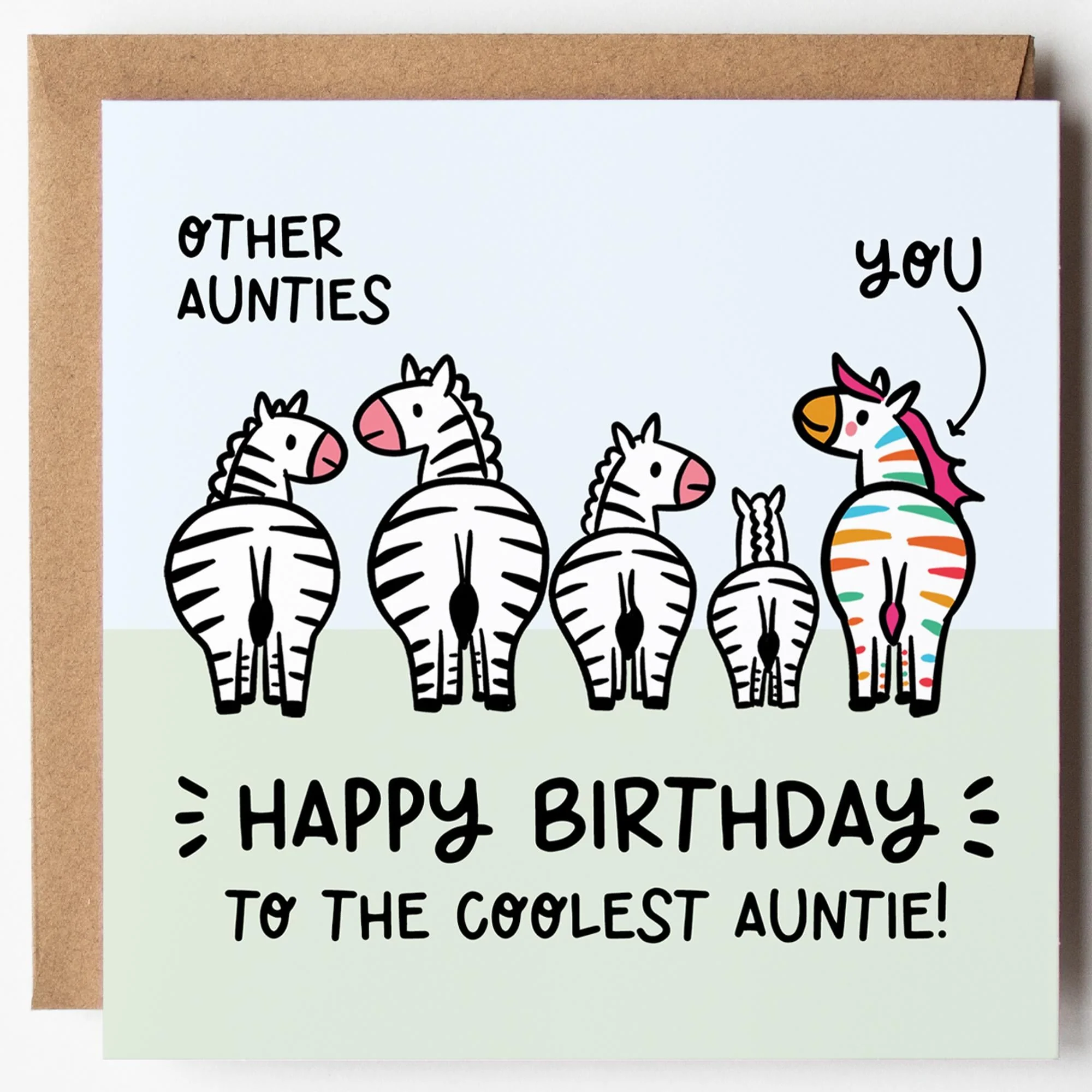 Auntie Birthday Card: Cool, Fabulous, Funny with Kraft envelope