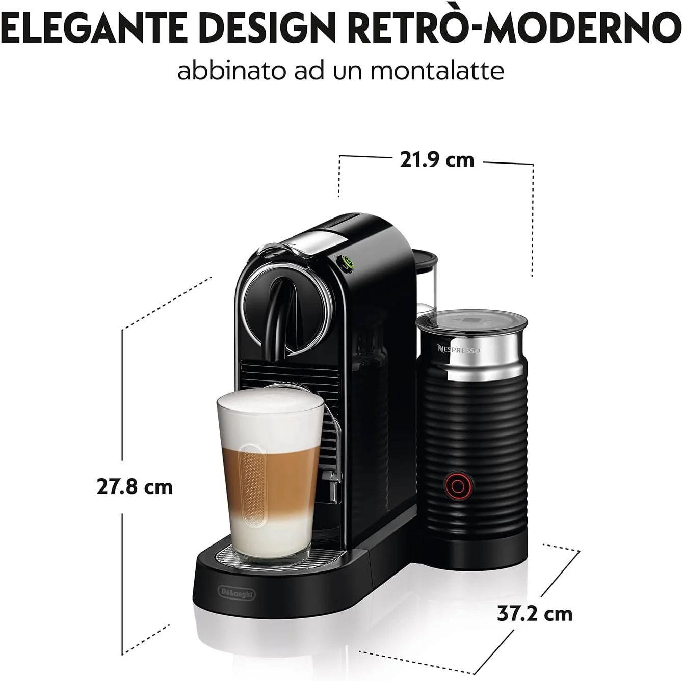 DeLonghi Nespresso Citiz EN267.BAE Coffee Maker with Capsules, Special Extraction System, 1710 W, 1 L, Plastic, Black