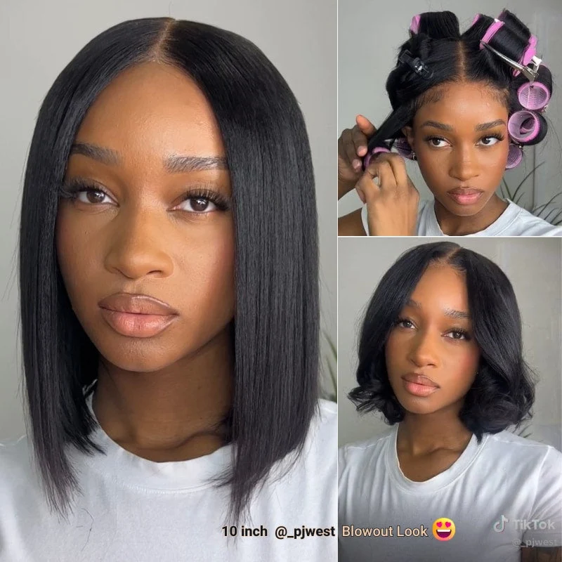 Flash Sale Pull & Go Glueless Wig Yaki Pre Cut HD Lace Front Human Hair Wigs 220% 24 Hours Dispatched