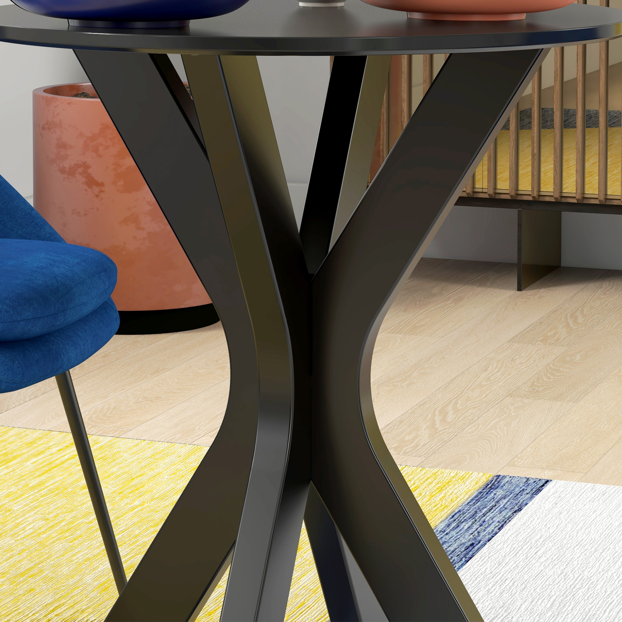 HOMCOM Ronde Eettafel Keukentafel, Modern Ontwerp, 78 cm x 78 cm x 75 cm, Zwart