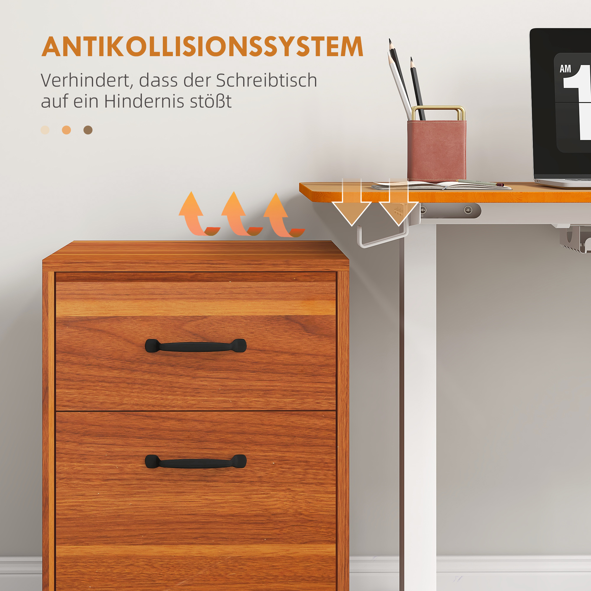 Vinsetto Zit-sta Bureau, in hoogte verstelbaar, 120x60x72-116cm, Natuur/Wit