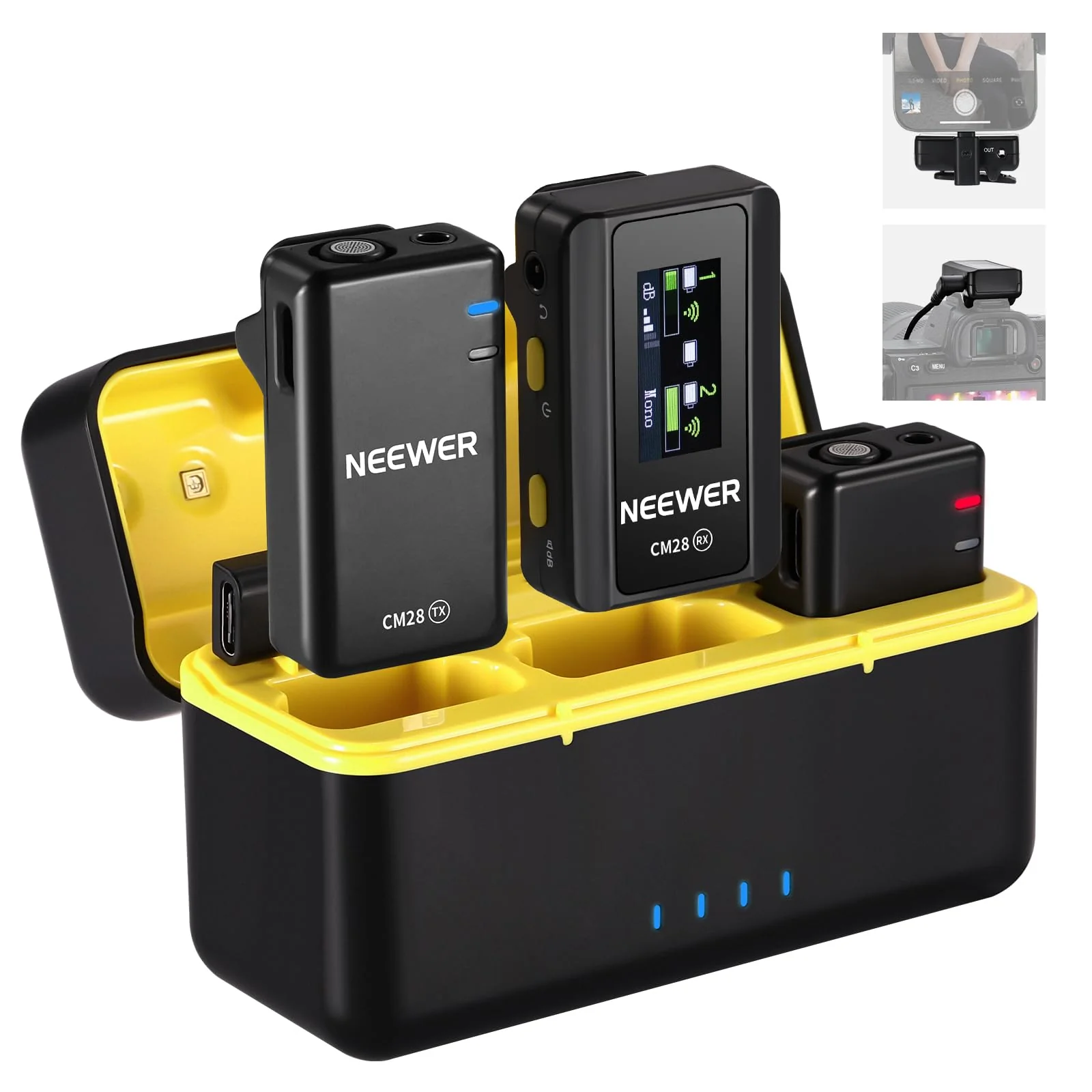 NEEWER Wireless Lavalier Microphone System with Charging Case