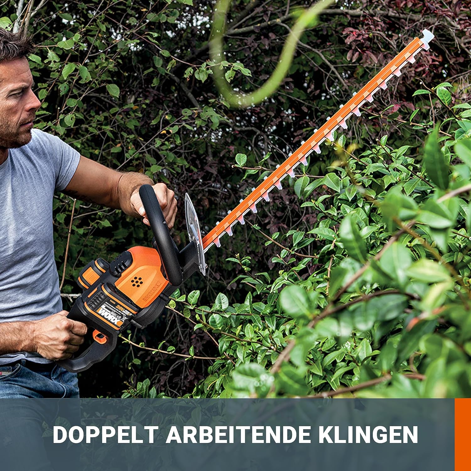 WORX WG286E.9 Nitro Tagliasiepi a batteria professionale 40V – taglio preciso anche ad angoli difficili – potente motore brushless – lunghezza di taglio 58cm – distanza tra i denti 27mm – senza batteria e caricabatterie