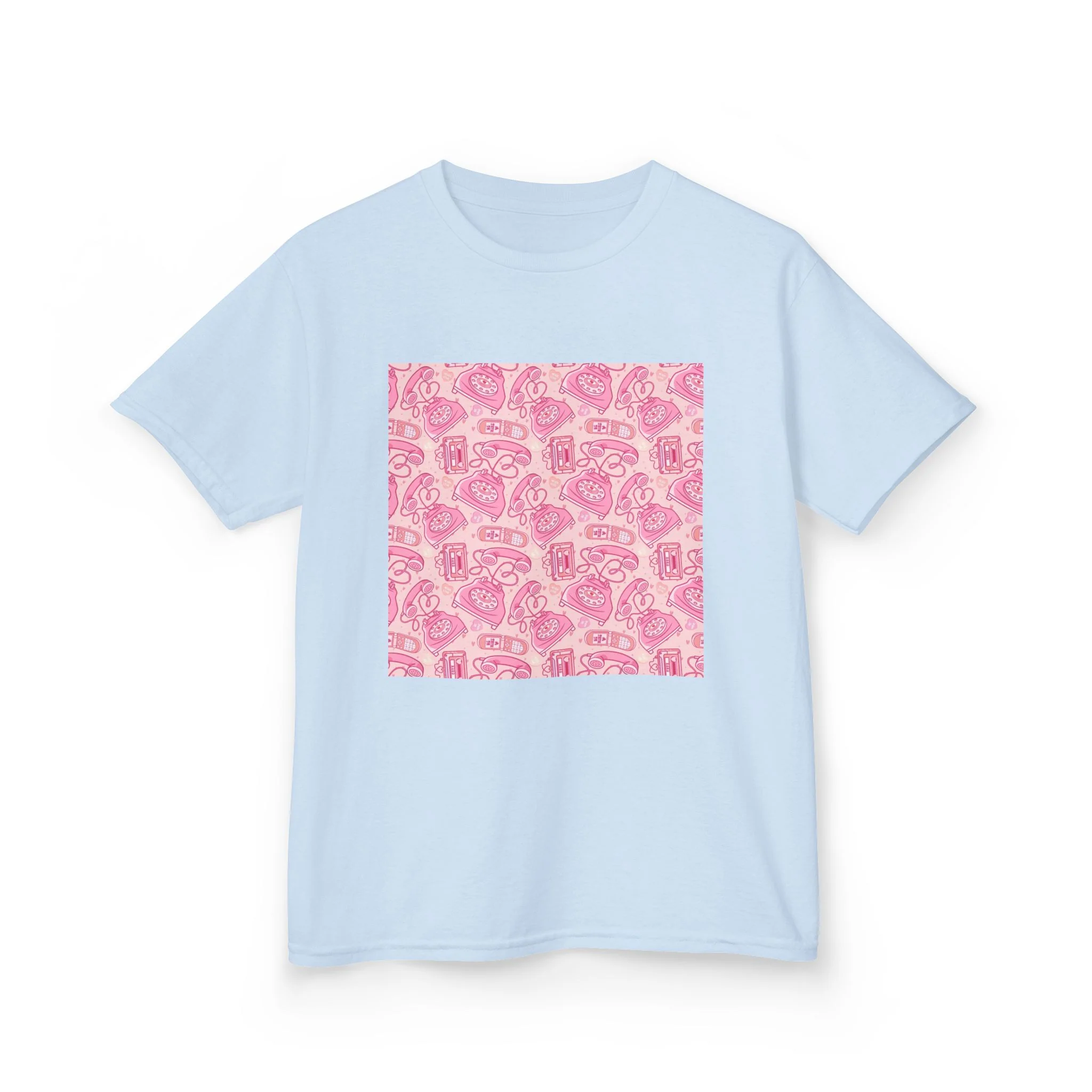 Pink Cute Animals Pattern Kids T-Shirt | Square Graphic Tee
