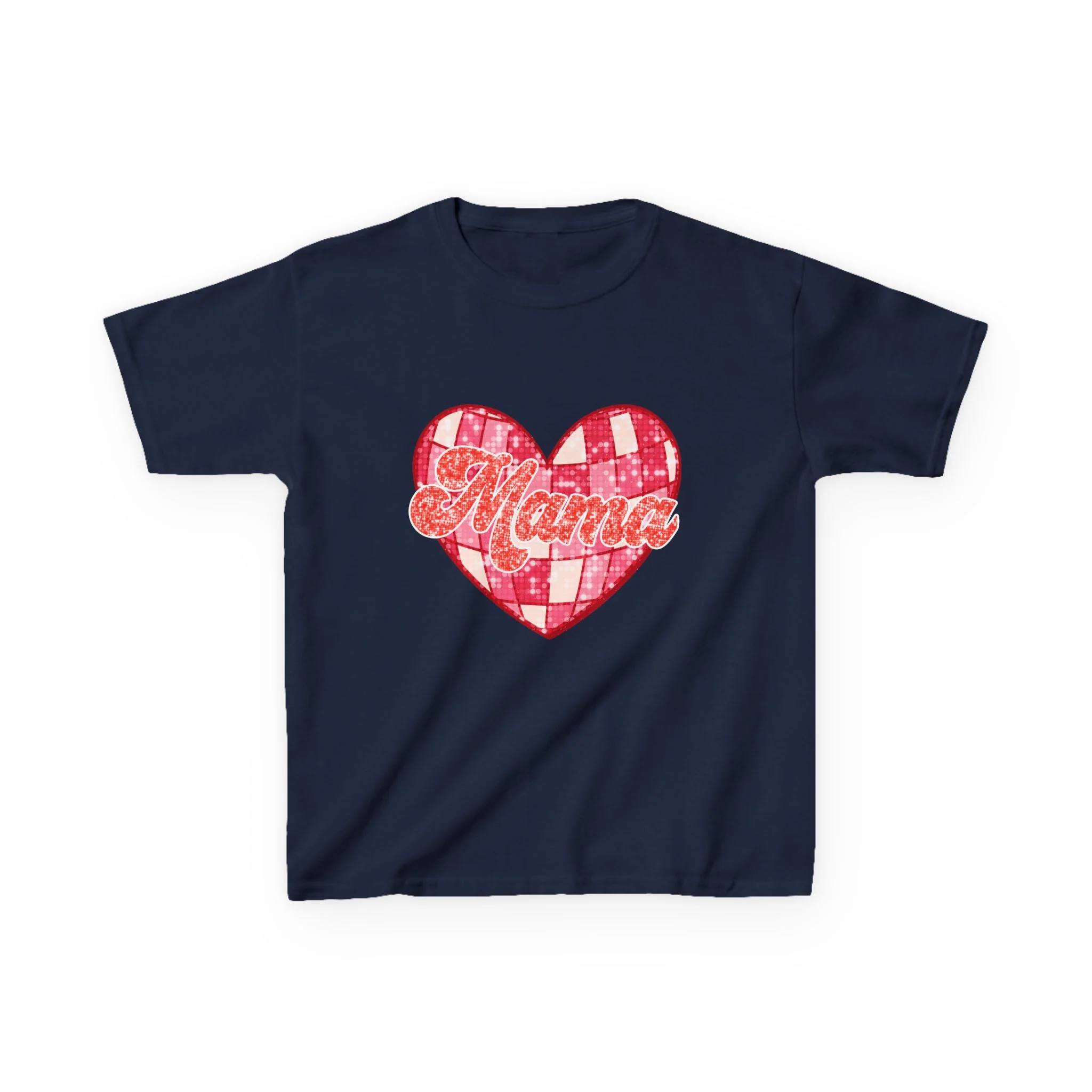 Mama heart patch Tee | pink checkered heart with Mama script