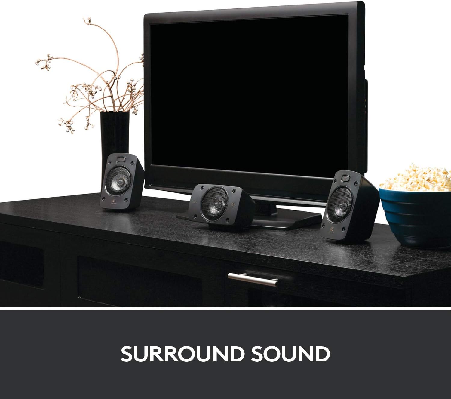 Logitech Z906 5.1 Sound System, Lautsprecher mit 1000 Watt Surround Sound, THX, Mehrere Audio-Eingänge, Fernbedienung, EU Stecker, PC/PS4/Xbox/Stereo-Anlage/TV/Smartphone/Tablet - Schwarz