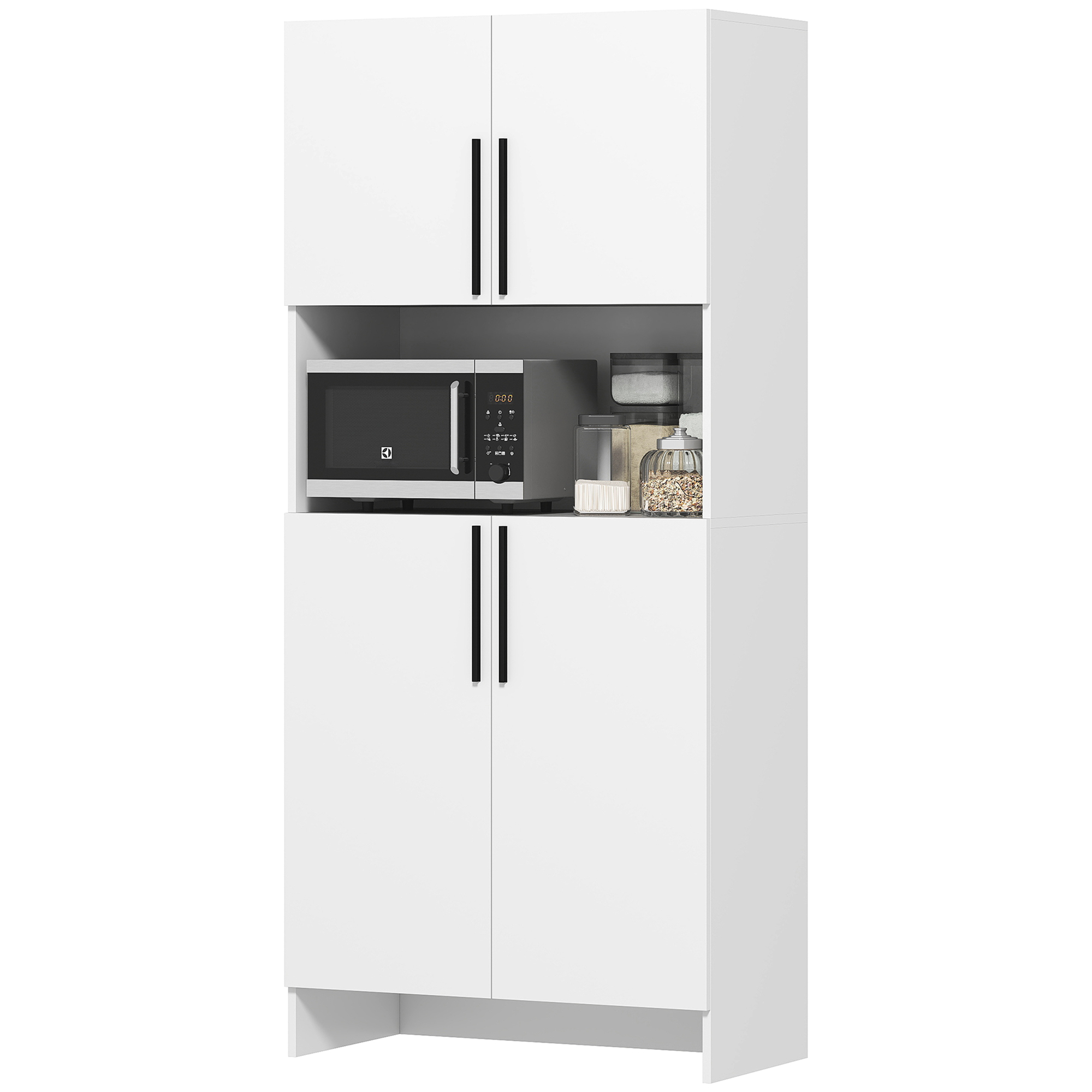 Keukenkast, Voorraadkast voor Keuken, Woonkamer, Eetkamer, Kasten, Rekken, Magnetronplank, Spaanplaat, Wit