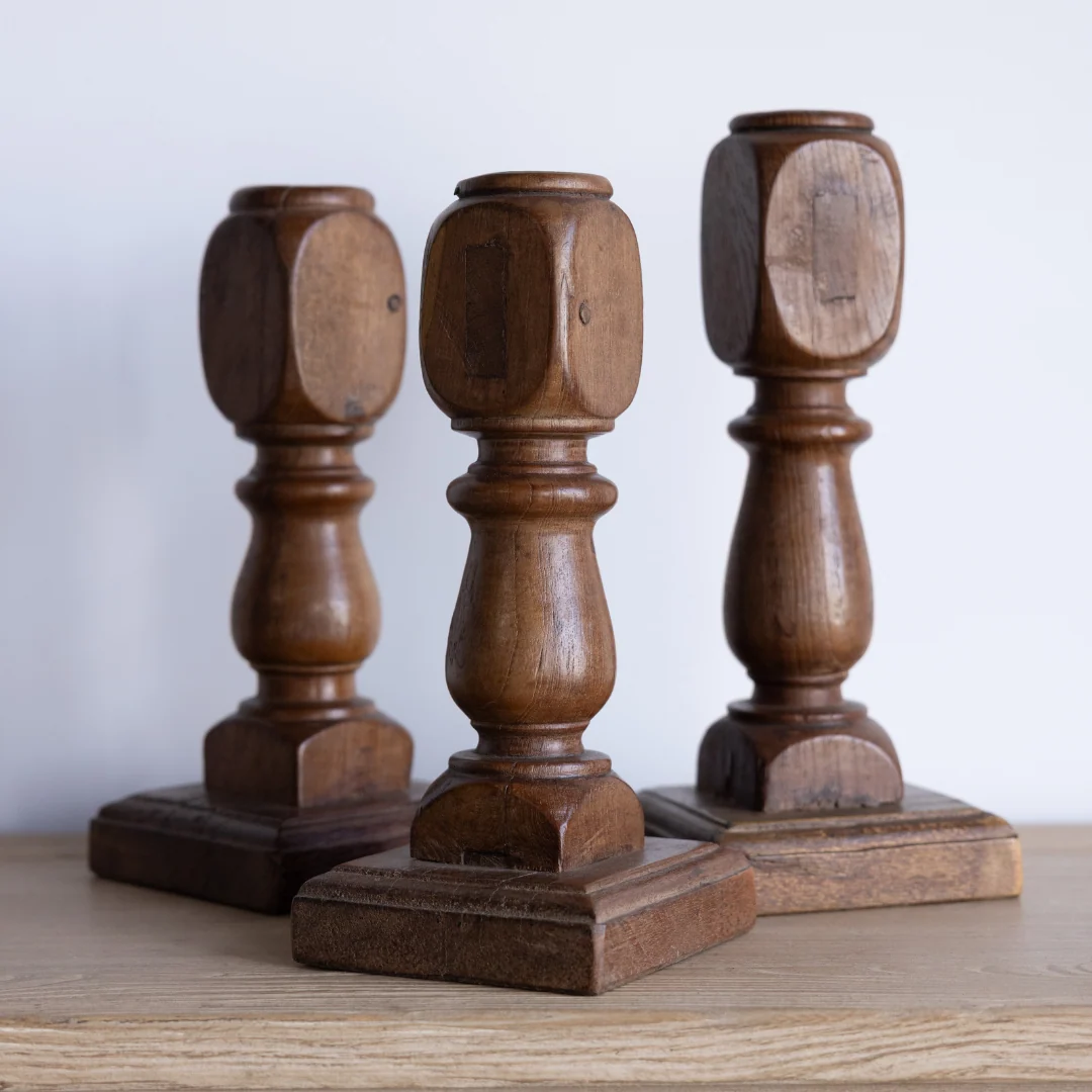 Vintage Wooden Candlestick Pillar