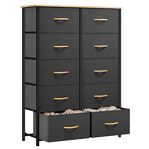 YITAHOME Cassettiera in tessuto cationico con 10 cassetti, per camera da letto,soggiorno,armadio in robusto telaio in acciaio, contenitori in tessuto facile da tirare e piano in legno, comò in tessuto : Amazon.it: Casa e cucina