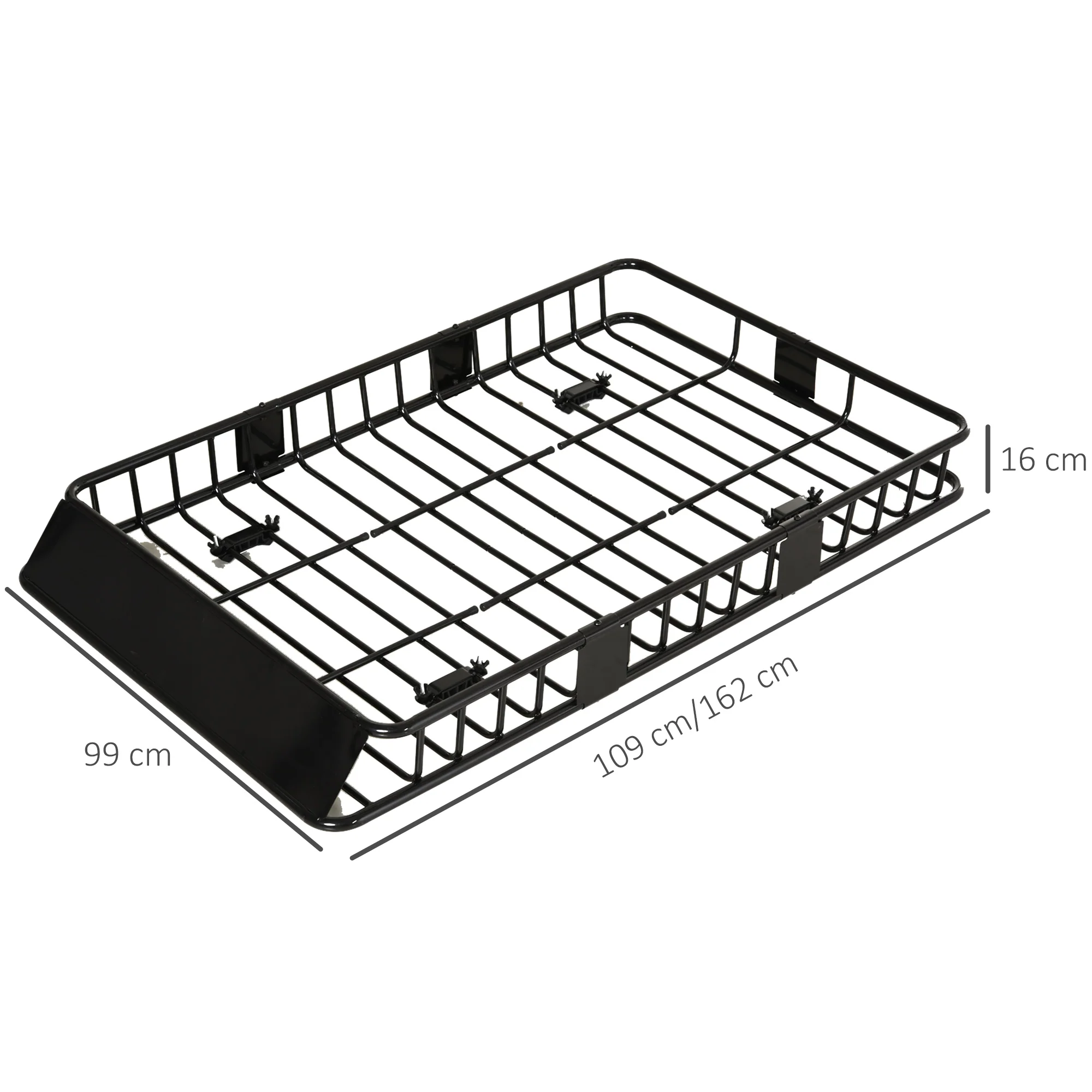 HOMCOM Universele dakkoffer autodakdrager dakbagagerek bagagemand bagagerek plank metaal zwart 162 x 99 x 16 cm | Aosom.de