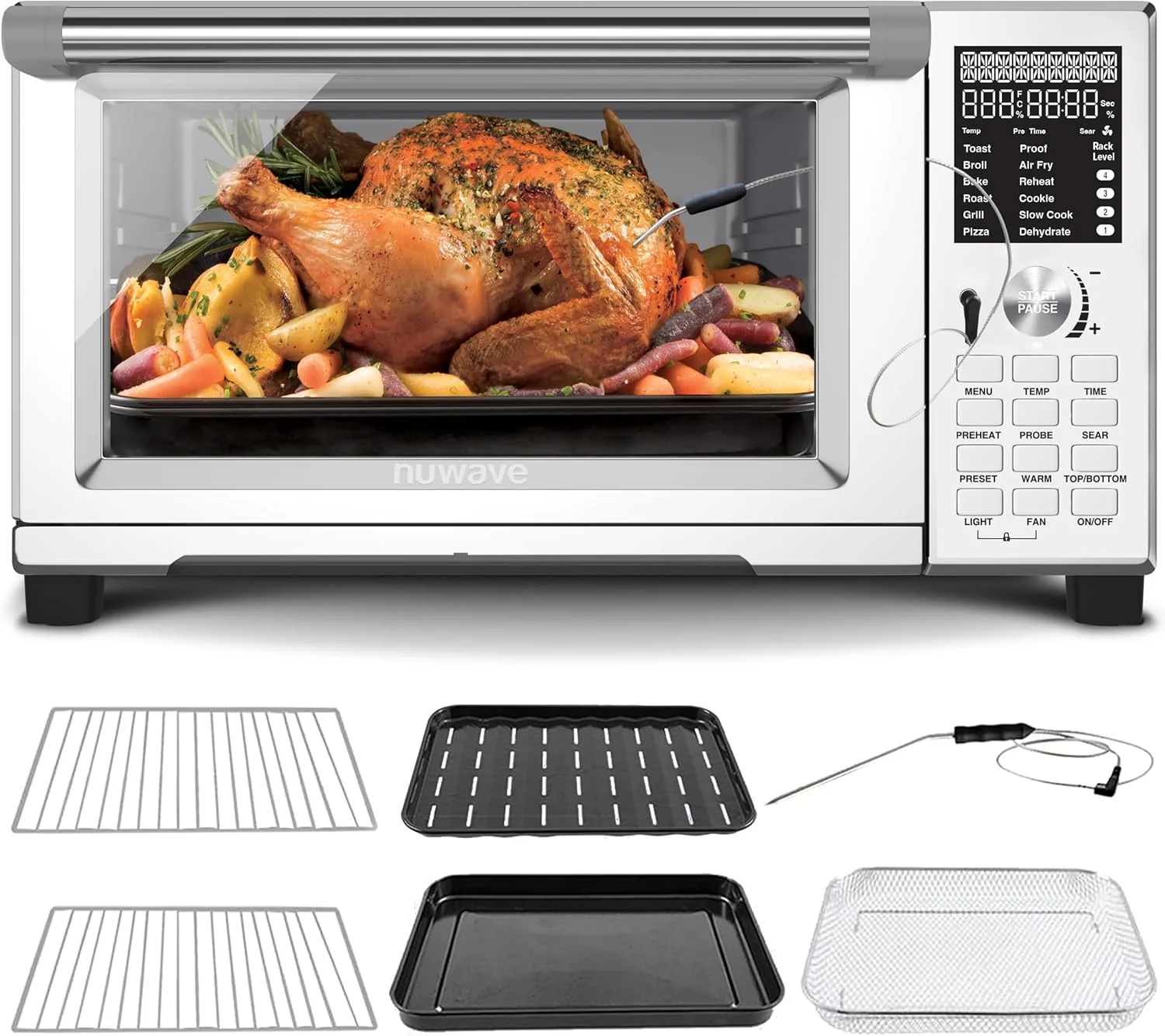 Nuwave Bravo XL Pro Air Fryer Toaster Oven with Grill Combo, 2025 New Ultra-Fast