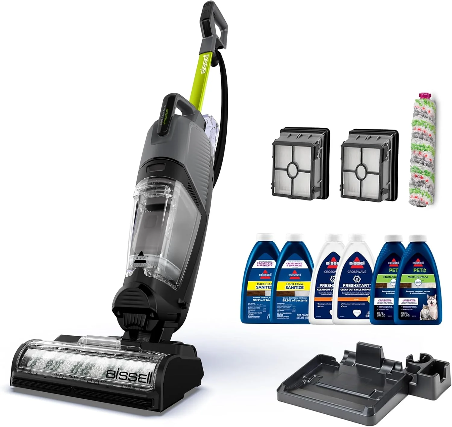 Bissell CrossWave HydroSteam Deluxe gőzfelmosó, 3 az 1-ben nedves-száraz porszívó gőzfunkcióval, keménypadló tisztító fertőtlenítő oldattal, zöld, 3515G