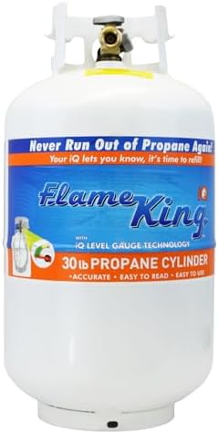 2025 Flame King YSN330 30lb Steel Propane Tank Cylinder with Gauge and OPD Valve for Grills and BBQs  Camping  Fishing  & Outdoor Activities  White