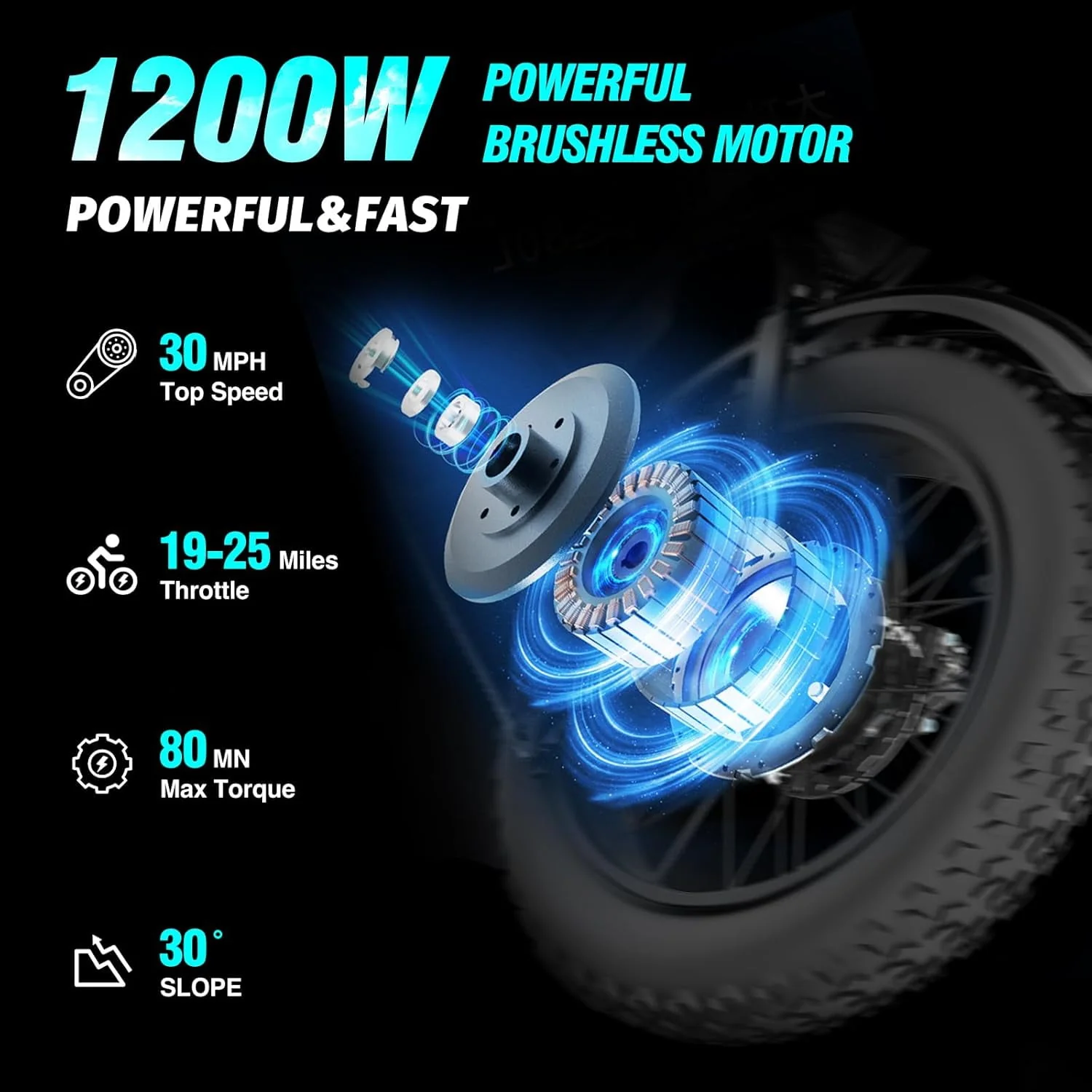 Electric Bike for Adults Ridstar, 1200W 30mph Moutain Bike,48V 15.6AH Battery E-Bike,20