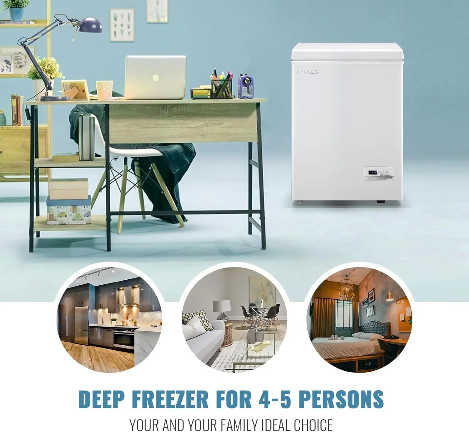 Chest Freezer 5.0Cubic Feet Deep Freezer Freestanding Freezers 2 Removable Stainless Steel Basket