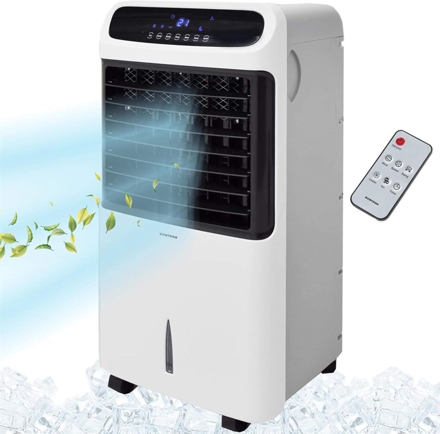 Syntrox Verdunstungskühler Windo | Luftkühler mit Wasser | Luftbefeuchter, Einstellbare Geschwindigkeiten und Timer, Effektive Kühlung gegen trockene Luft, für zuhause und Büro