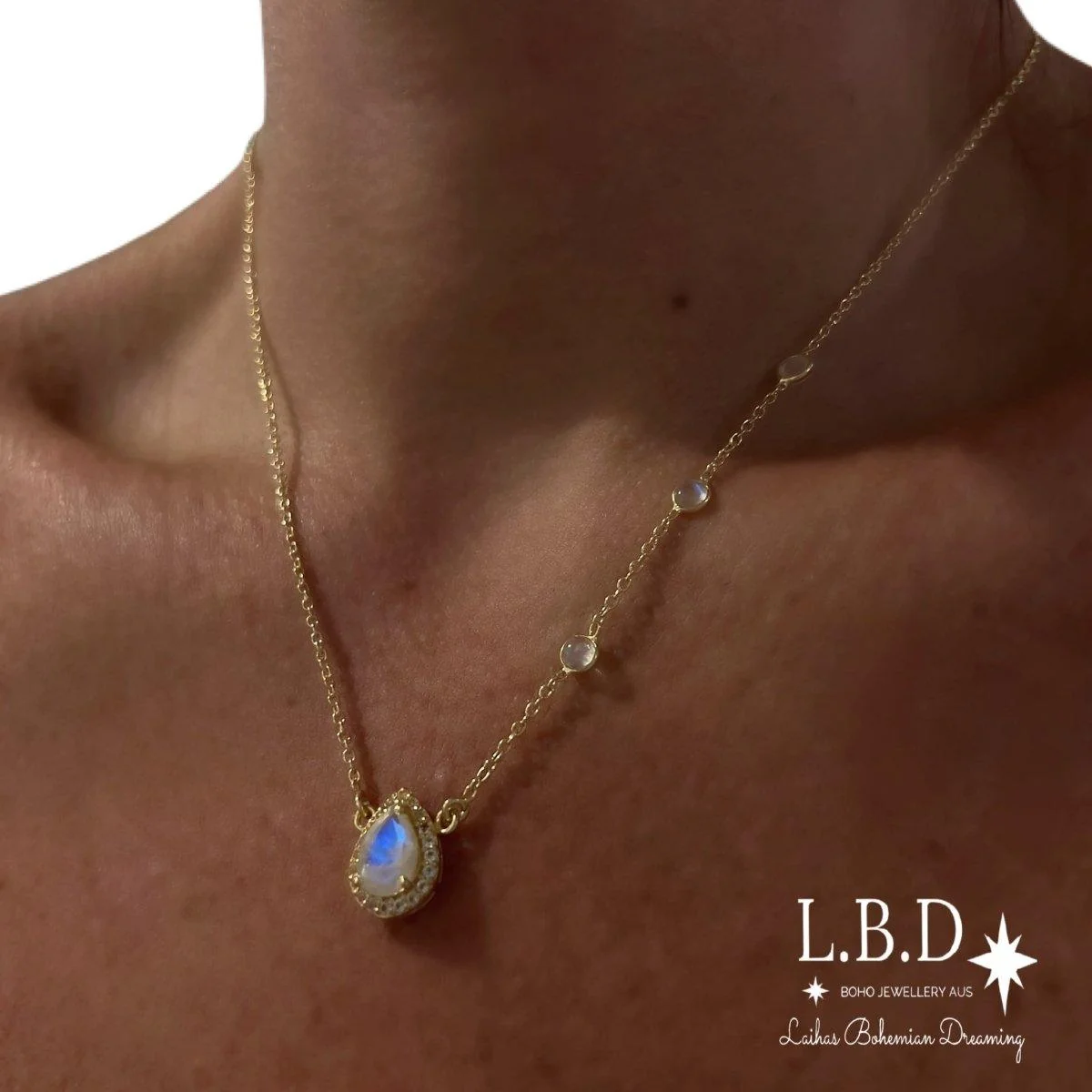 Laihas Luxury  Gold Twinkle Topaz and Moonstone Necklace