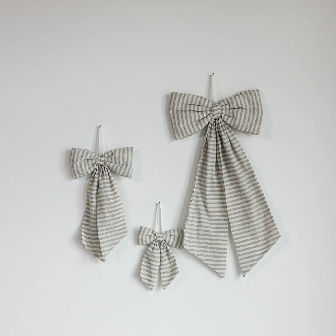 Striped Grey Blue Fabric Bows