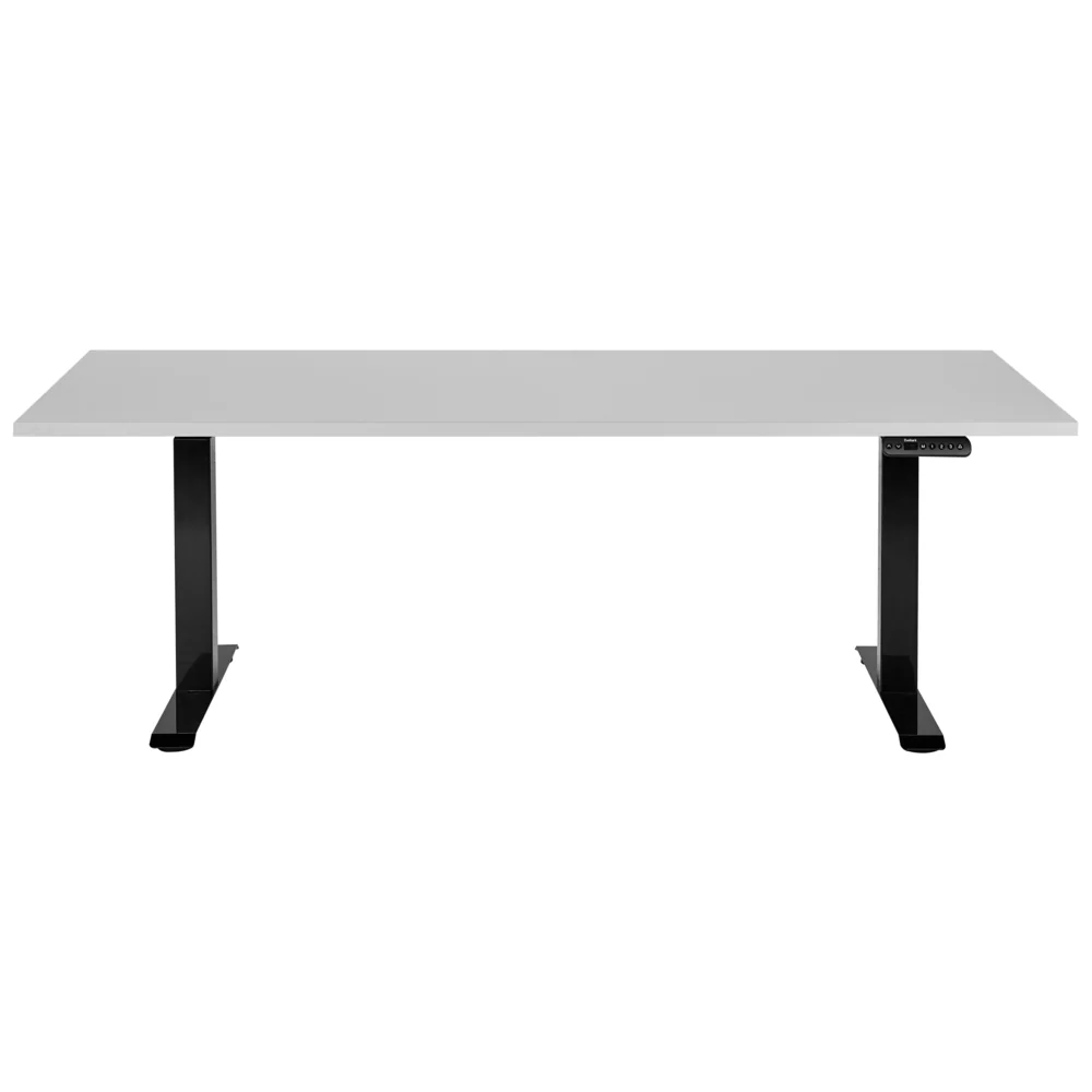 Scrivania regolabile in altezza elettricamente grigio e nero 180 x 80 cm Struttura in acciaio verniciato a polvere