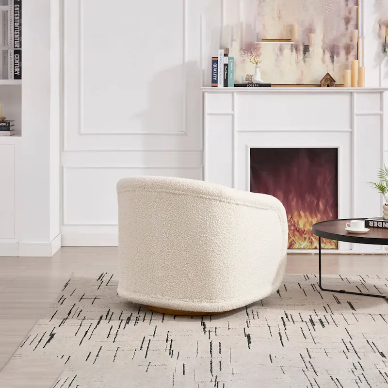 Swivel Accent Chair, 360-degree Swivel Barrel Chair with Velvet Fabric Upholstery, Comfy Pumpkin-Shaped Swivel Chair