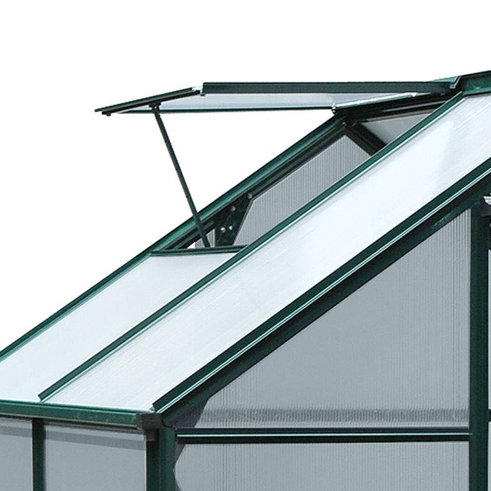 Outsunny kas aluminium kas met dakraam deur 190 x 132 x 201 cm plantenhuis met fundering inloop tomatenhuis weerbestendig polycarbonaat groen + transparant