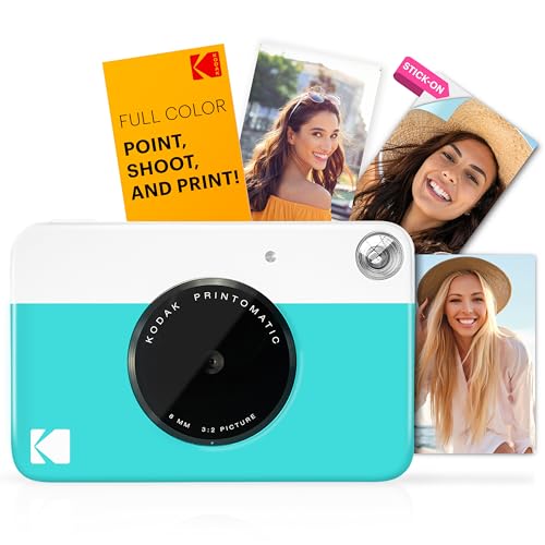 KODAK Printomatic fotocamera a stampa istantanea   custodia morbida   carta fotografica Zink 2x3" 20pz   album   adesivo   cornici per adesivi   cornici sospese   pennarelli   Blu : Elettronica