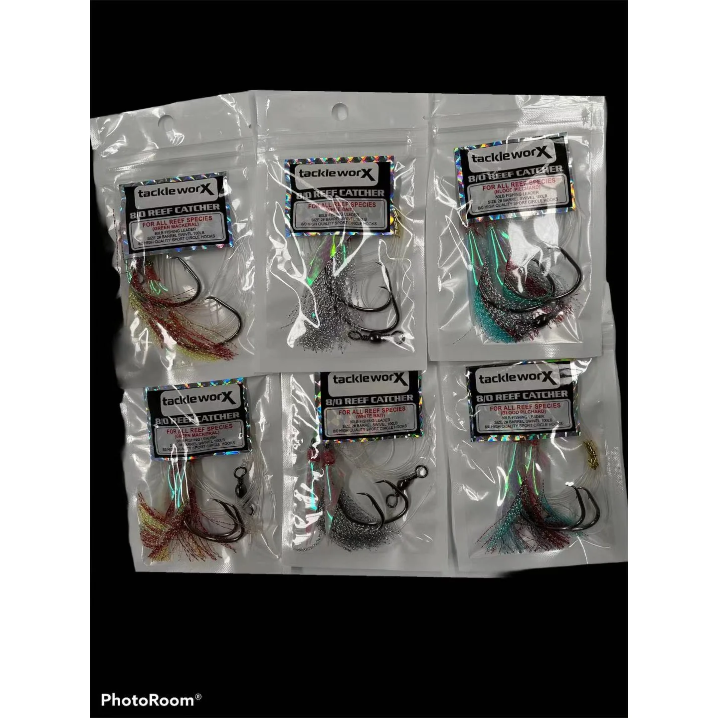 3 Colour 8/0 Chemically Sharpened Reef Catcher Flash Reef Rig Fishing Tackle/ 6pcs