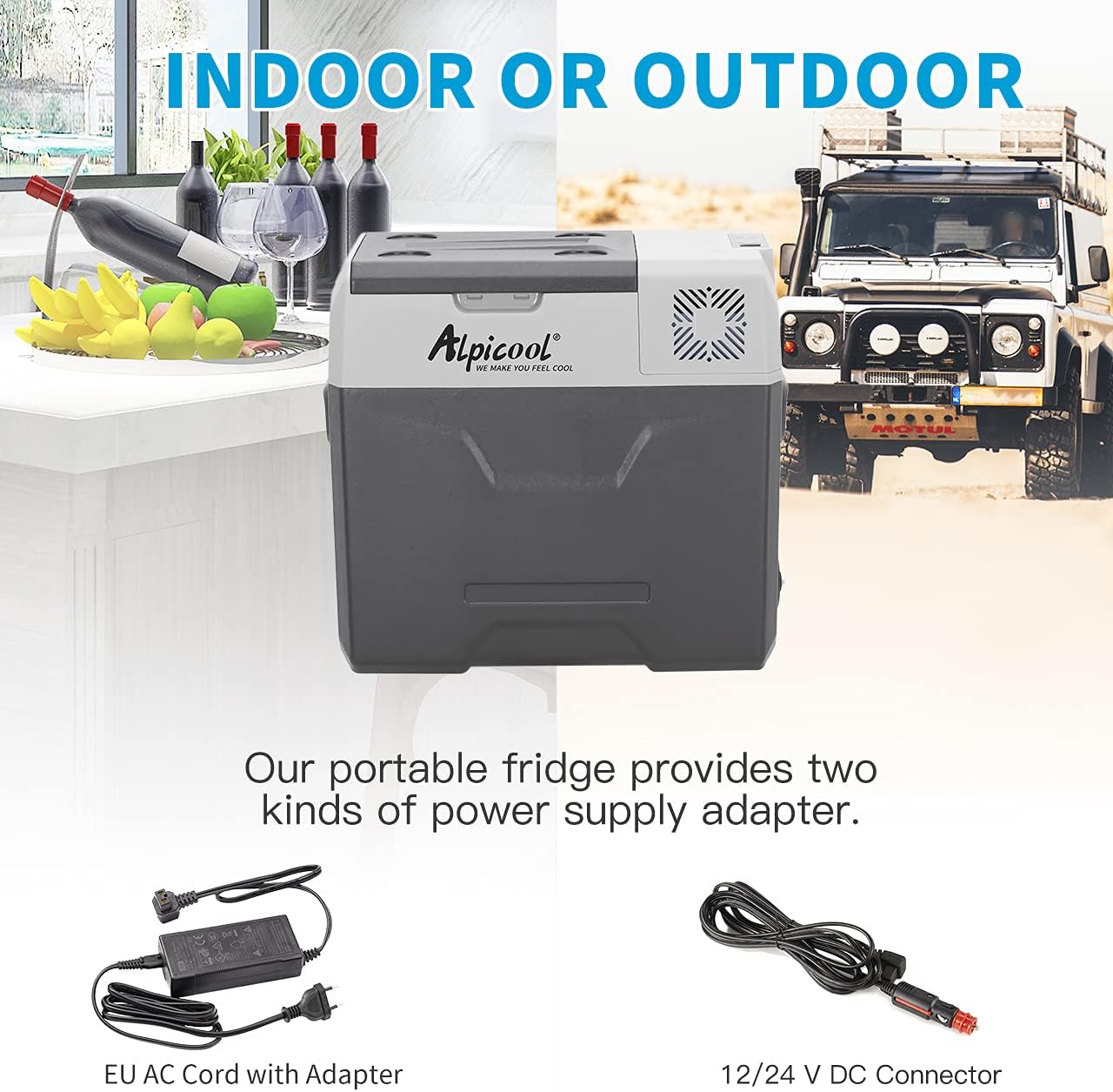 Alpicool CF55 55 Liter Kühlbox 12V tragbarer Mini-Kühlschrank elektrische Gefrierbox klein Gefrierschrank für Auto Camping, LKW, Boot und Steckdose mit USB-Anschluss, -20℃ bis 20℃