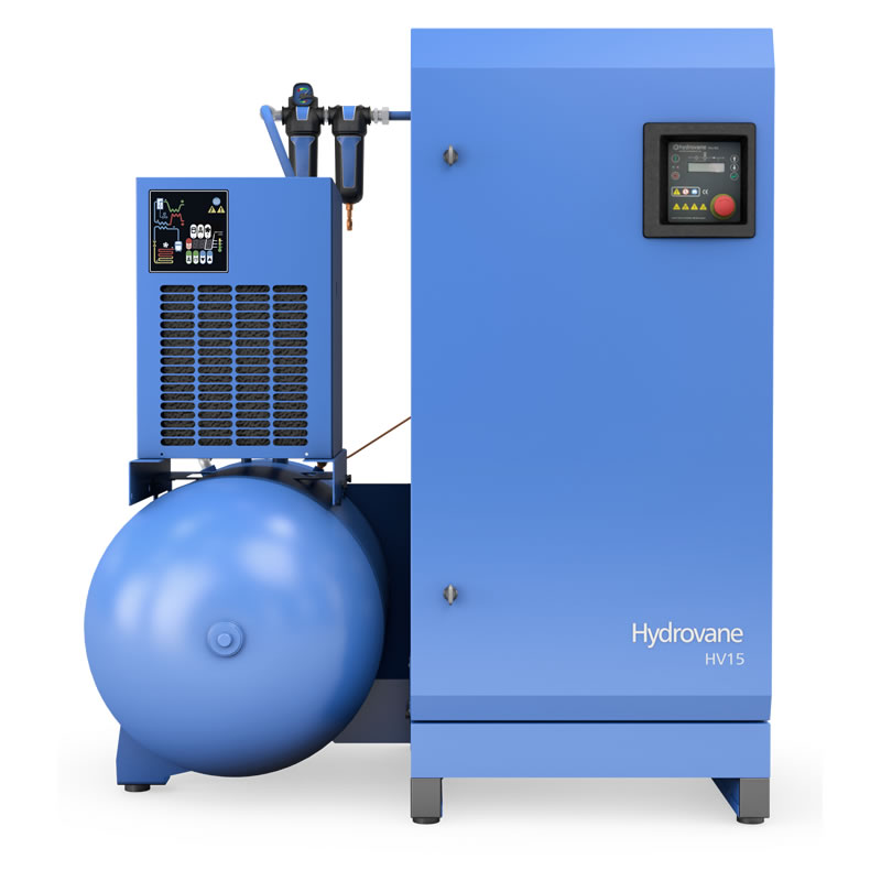 Hydrovane compressor 15kw, 400v, 10 bar, 272L Ketel, met Ingebouwde Koeldroger
